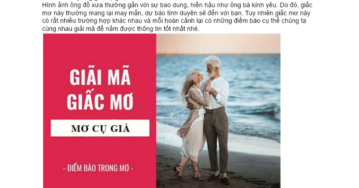 Nằm mơ thấy bà cụ già cười