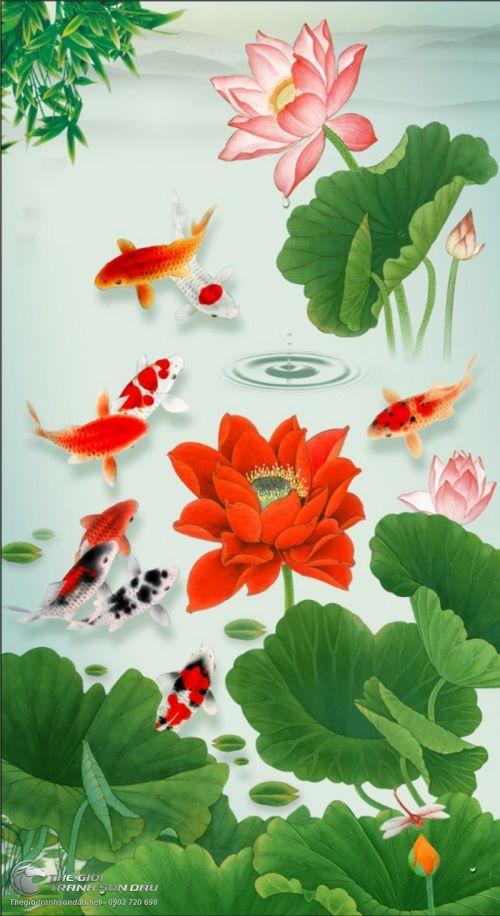 Cá chép đỏ bơi trong hồ