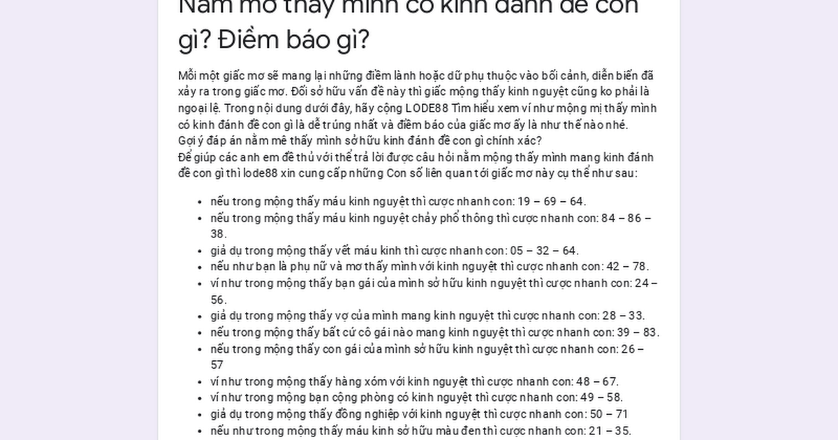 Giải mã giấc mơ người khác có kinh nguyệt