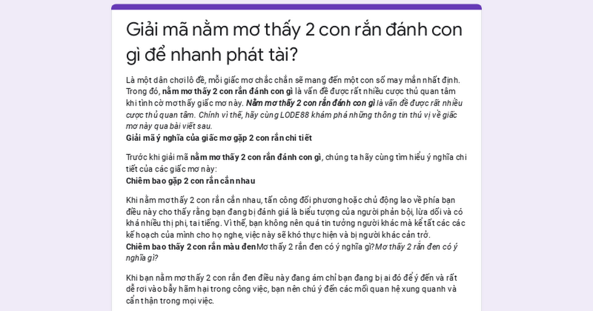 Hai con rắn cắn nhau trong giấc mơ
