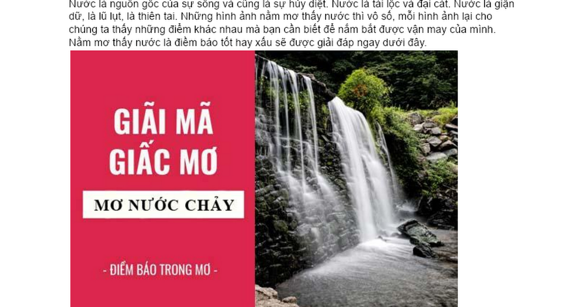 Nằm mơ thấy vòi nước chảy mạnh